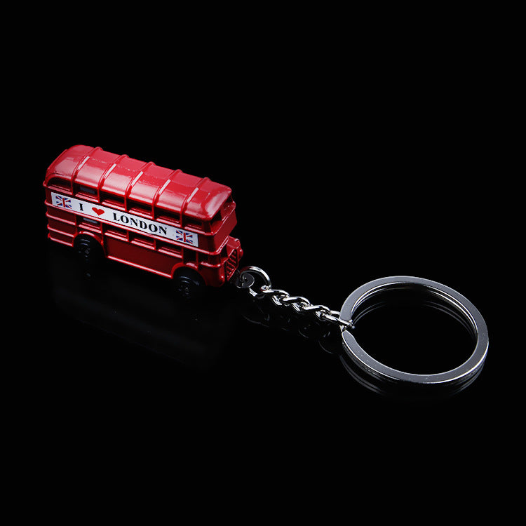 Wholesale Red Bus Postbox Telephone booth Zinc Alloy Keychain